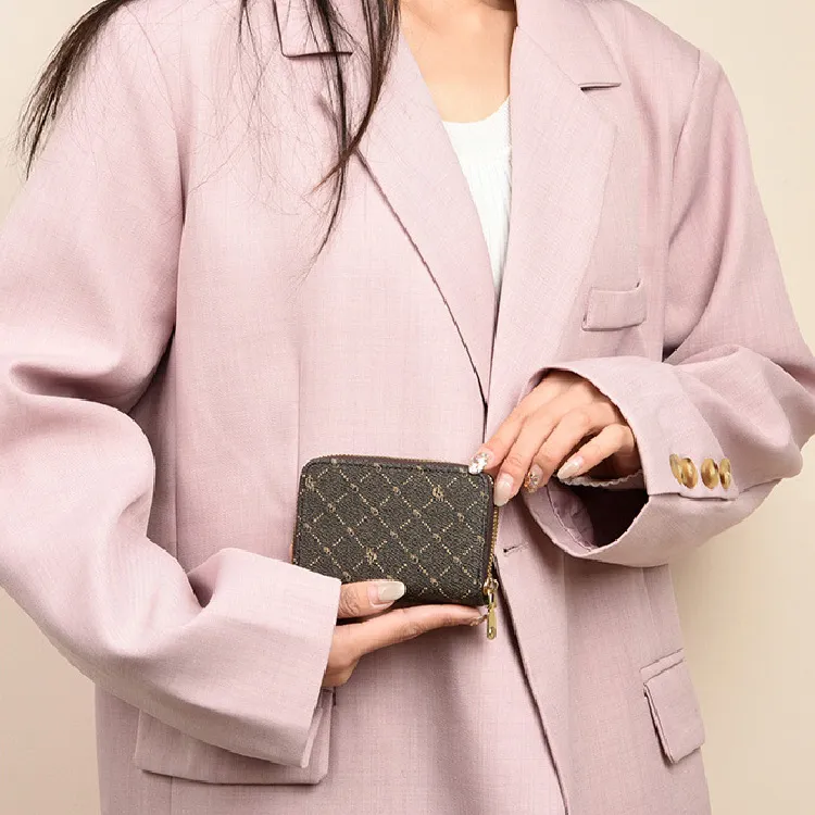 Cool PU Card Holder Regular Women's Coffee/Khaki-2