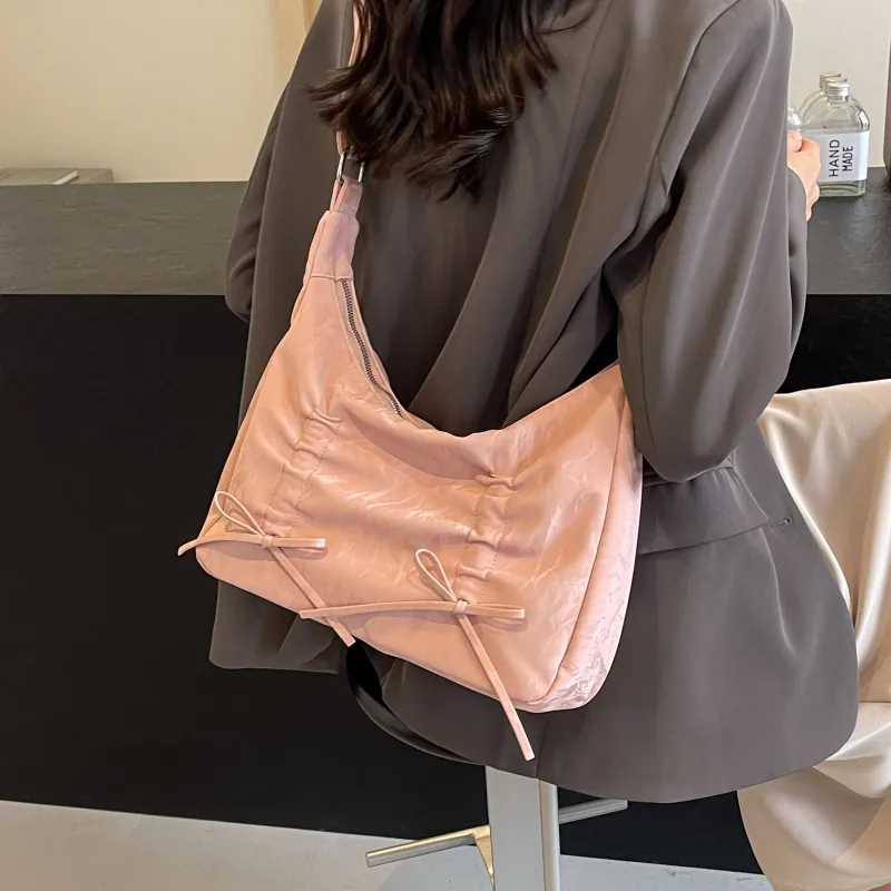 Cool Pu Portable Crossbody Bag, Shoulder Bag Women's Ecru/Silver/Black/Pink-13