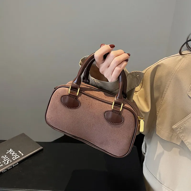 Cool Suede Handbag Women's Brown/Coffee/Pink/Black-5