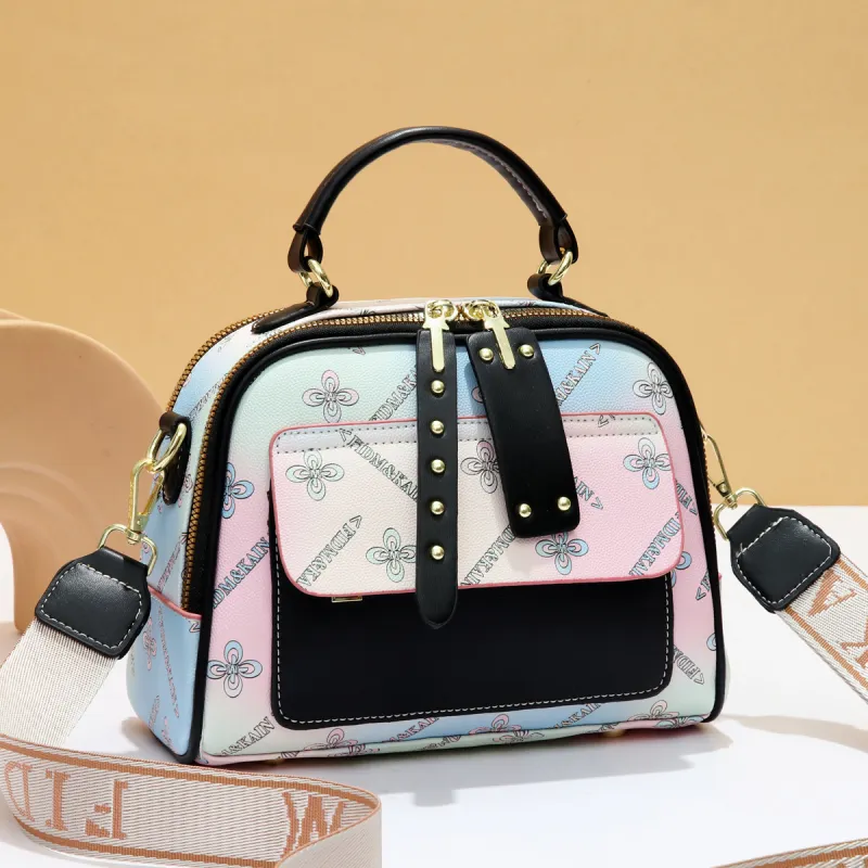 Cool PU One Shoulder Handbag Women's Multicolor-5
