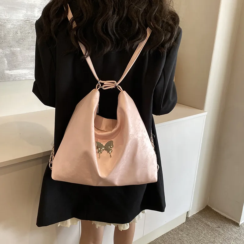Cool PU Shoulder Bag Crossbody Bag Backpack Women's Black/Pink/Silver/Ecru-7