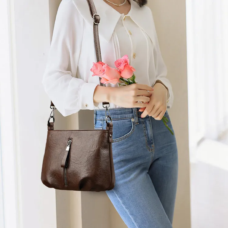 Cool PU Shoulder Bag Regular Women's Black/Coffee/Khaki-4