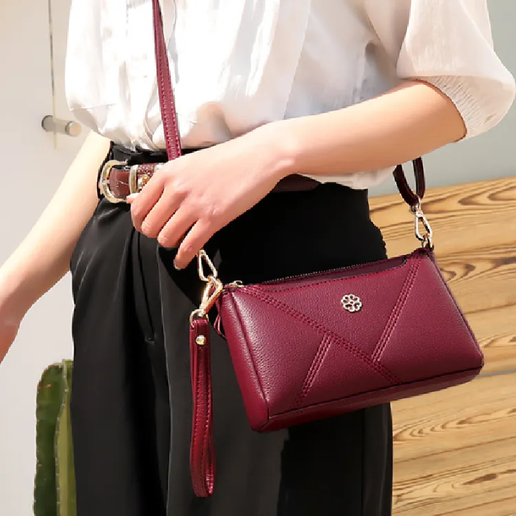 Cool Pu One Shoulder Crossbody Clutch Regular Women's Burgundy/Purple/Green/Black-2