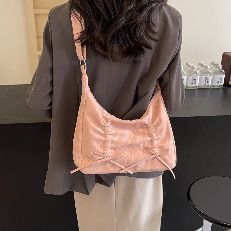 Cool Pu Portable Crossbody Bag, Shoulder Bag Women's Ecru/Silver/Black/Pink-15