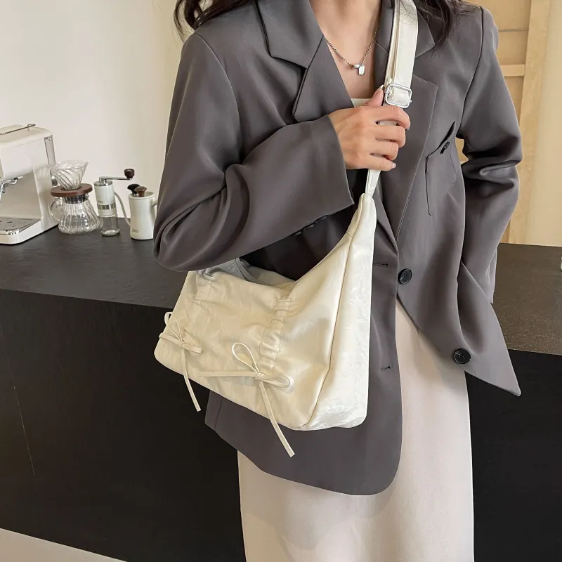 Cool Pu Portable Crossbody Bag, Shoulder Bag Women's Ecru/Silver/Black/Pink-1