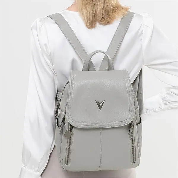 ALLDeaR PU Backpack Women's Gray/Brown/Black-4