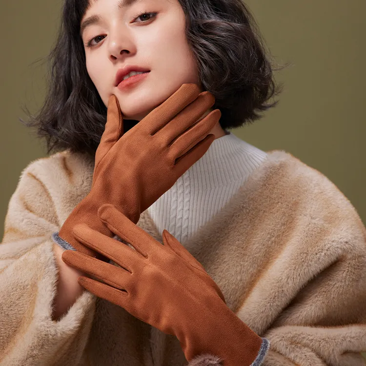 Lagur Suede Knit Gloves Women's-2