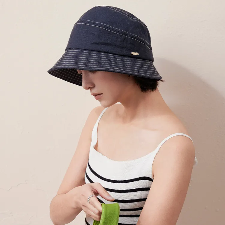 Lagur Linen Bucket Hats Women's-4