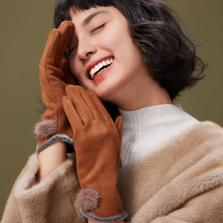 Lagur Suede Knit Gloves Women's-1