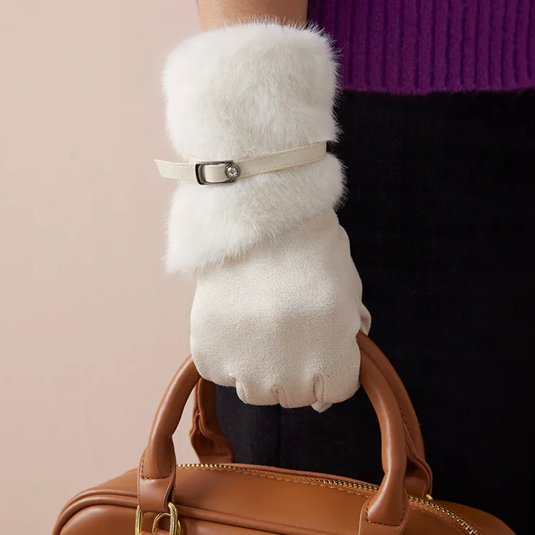 Lagur Suede Knit Gloves Women's-8