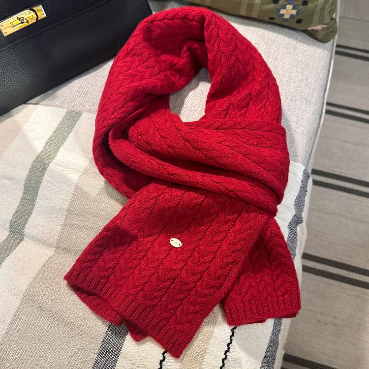 Lagur 100% Merino Wool Knit Scarves Women's-11
