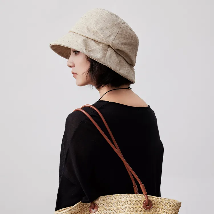Lagur 30% Linen 70% Cotton Bucket Hats Women's-2