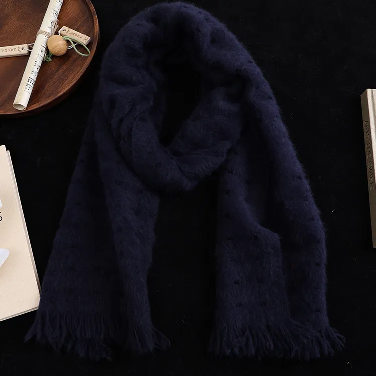 Lagur Fox Fur Cashmere Knit Scarves Women's-8