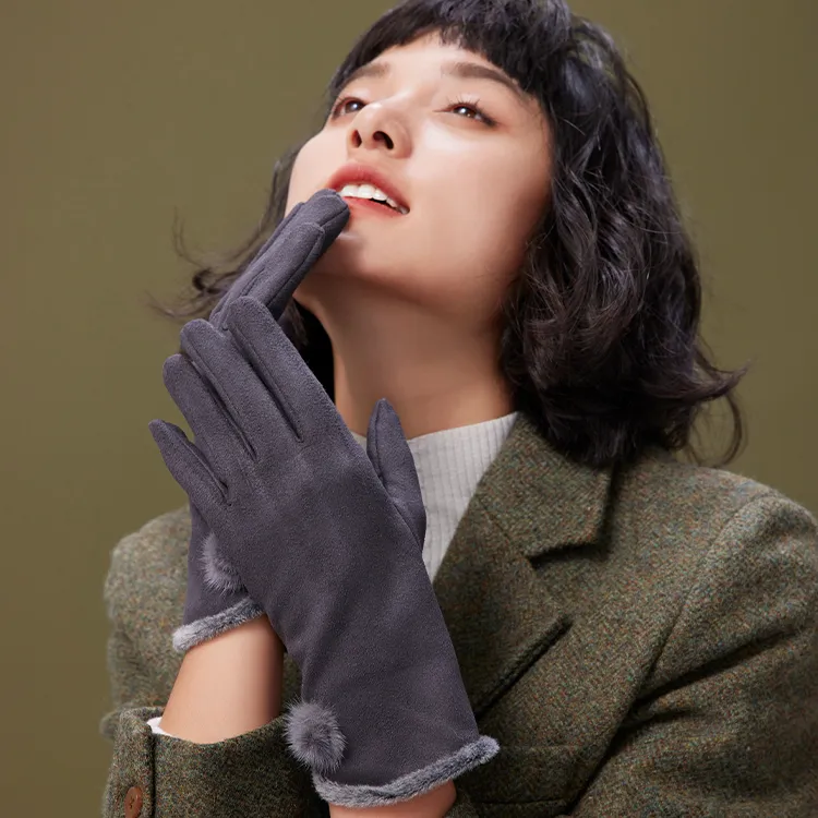 Lagur Suede Knit Gloves Women's-8