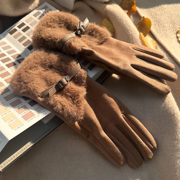 Lagur Suede Knit Gloves Women's-1