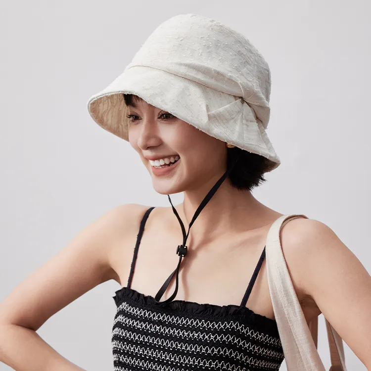 Lagur 30% Linen 70% Cotton Bucket Hats Women's-5