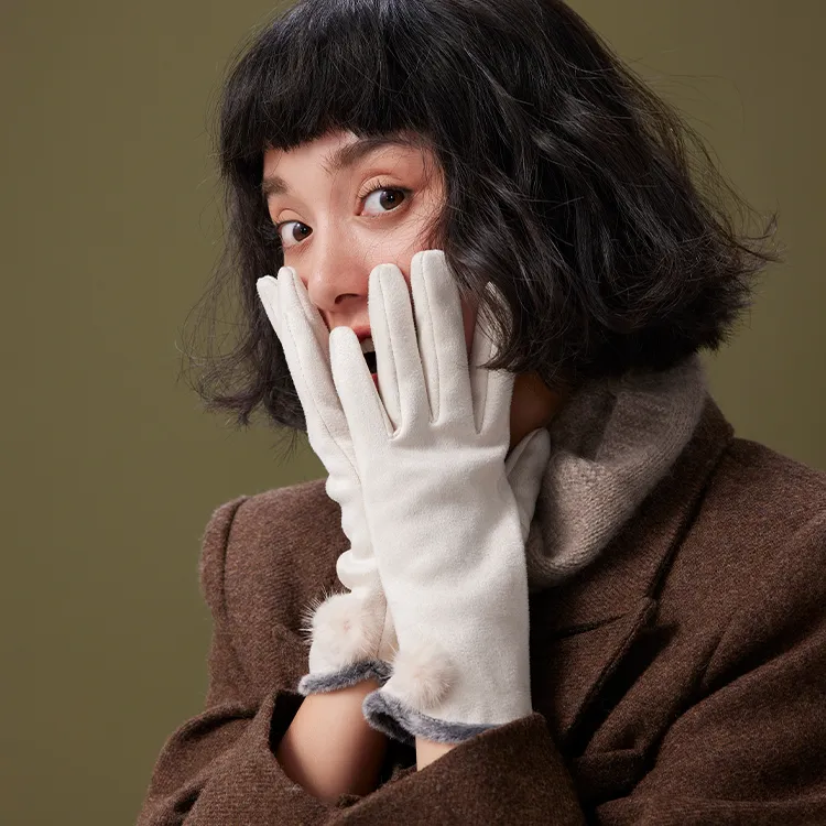 Lagur Suede Knit Gloves Women's-5