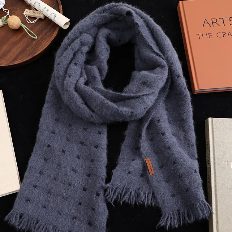 Lagur Fox Fur Cashmere Knit Scarves Women's-11