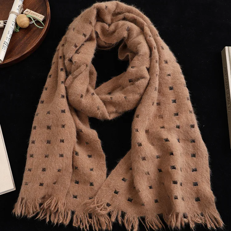 Lagur Fox Fur Cashmere Knit Scarves Women's-5