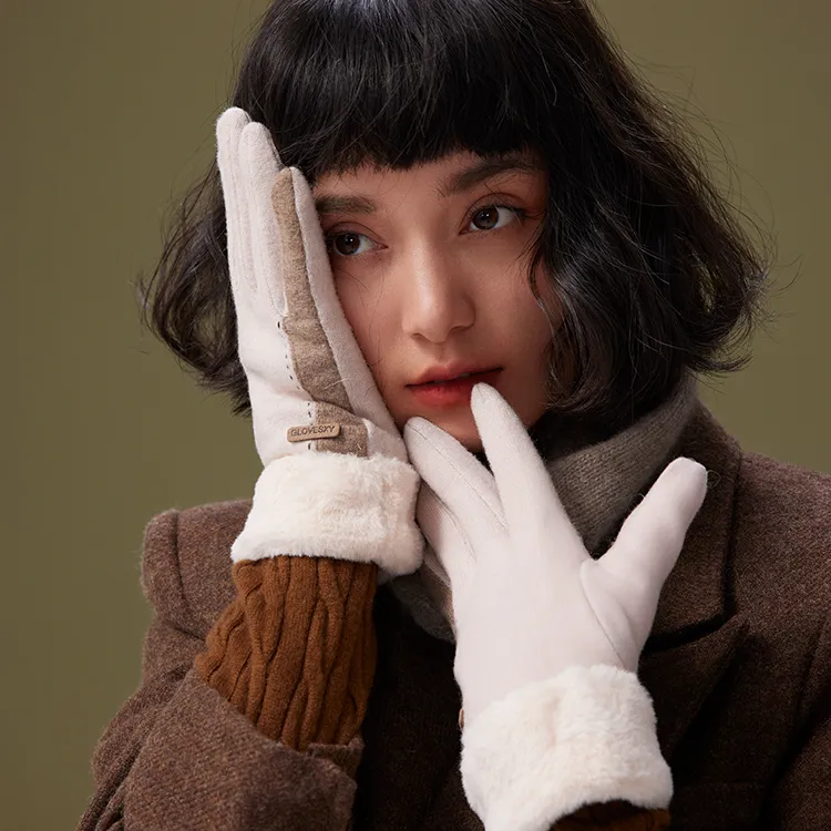 Lagur Wool Blend Knit Gloves Women's-2