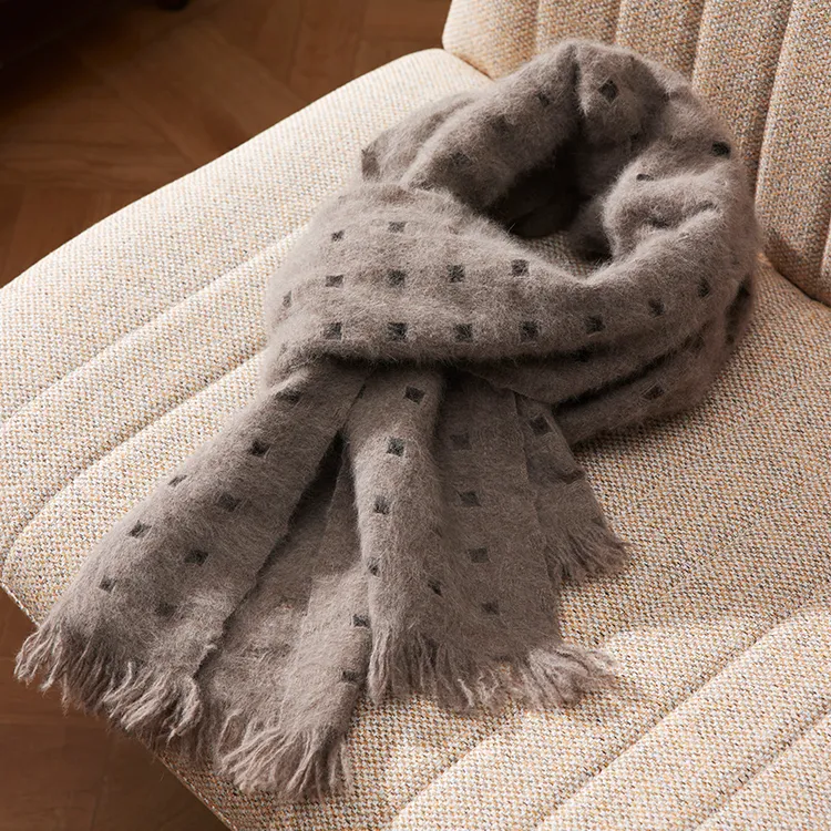 Lagur Fox Fur Cashmere Knit Scarves Women's-1