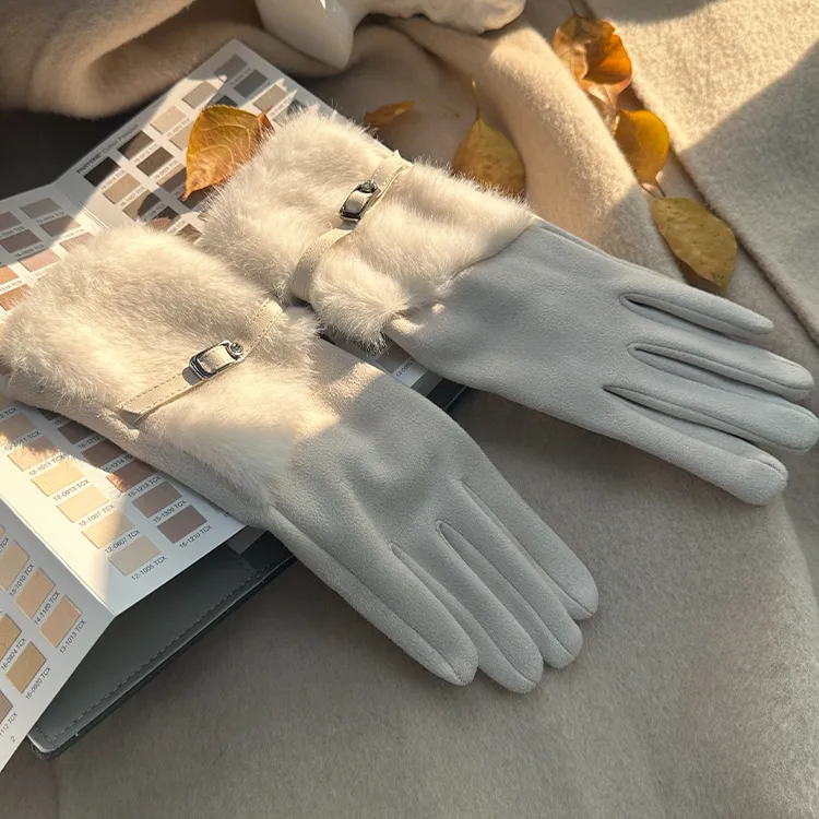 Lagur Suede Knit Gloves Women's-7