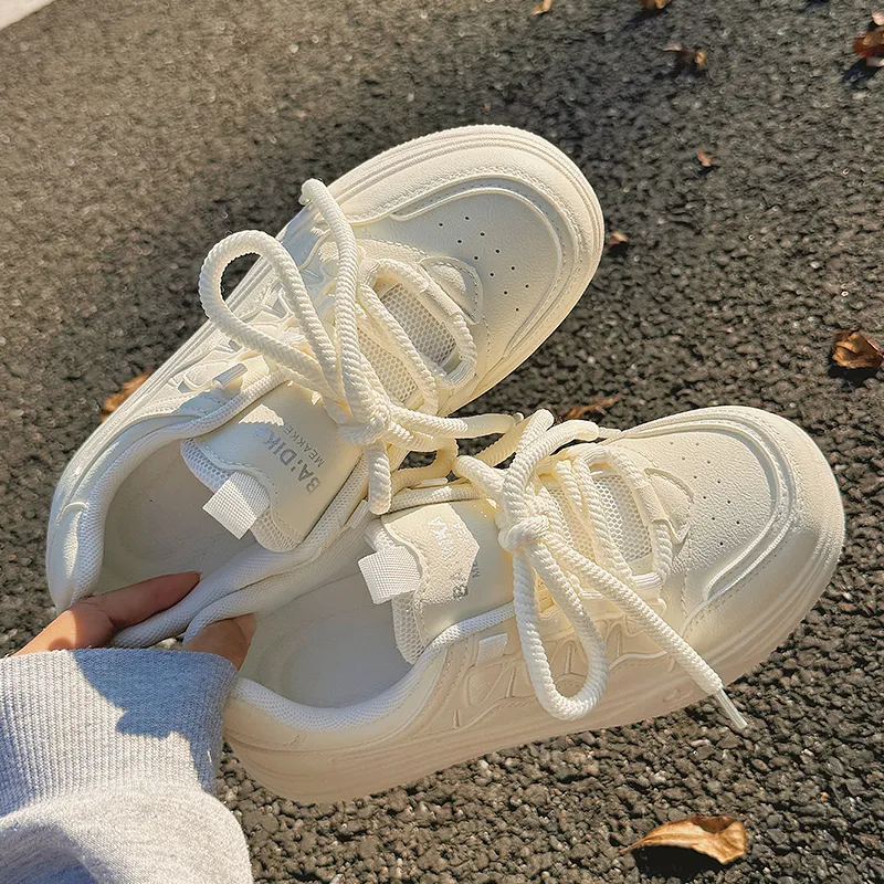 SHUXIAOBEI Anti Slip Wear Resistant Low Top Skateboard Shoes Women's Pure White-6