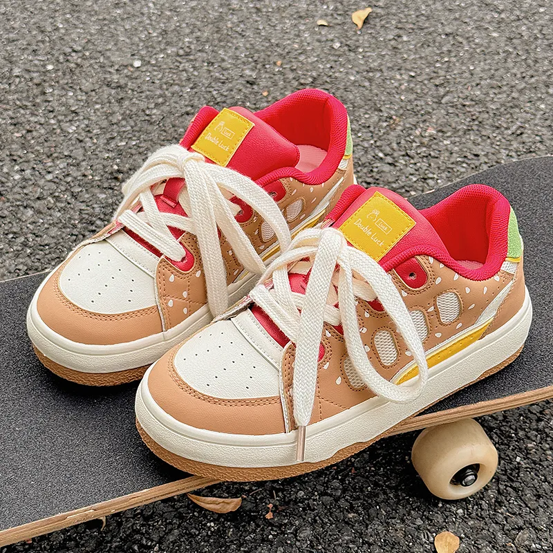 SNXR Cushioning Lightweight Low Top Skateboard Shoes Women's Burger Color-3