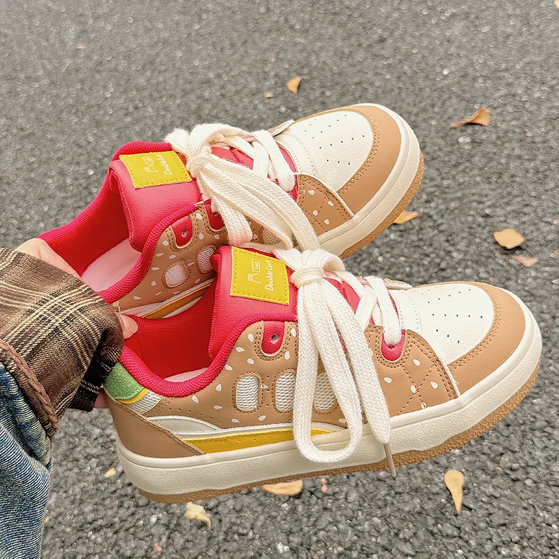 SNXR Cushioning Lightweight Low Top Skateboard Shoes Women's Burger Color-2