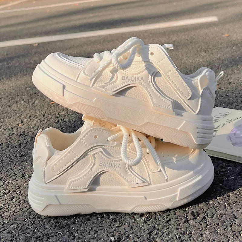 SNXR Water Resistant Lightweight Breathable Support Height Increasing Low Top Skateboard Shoes Women's White-12