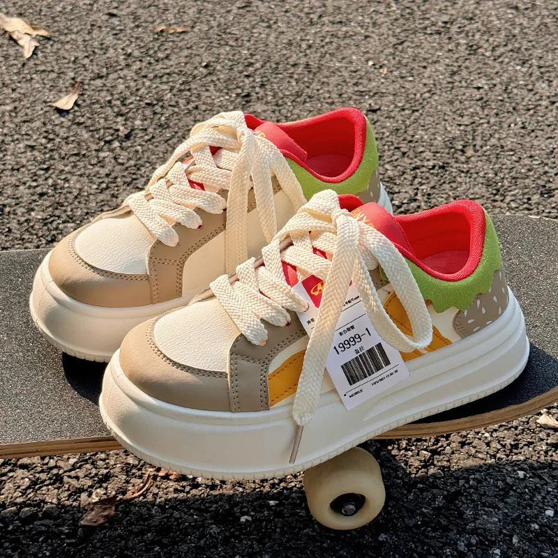 SNXR Low Top Skateboard Shoes Women's Hamburger Color-7