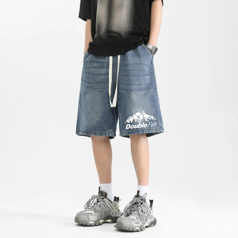 DOUBLEFISH Denim Shorts Unisex Blue-3