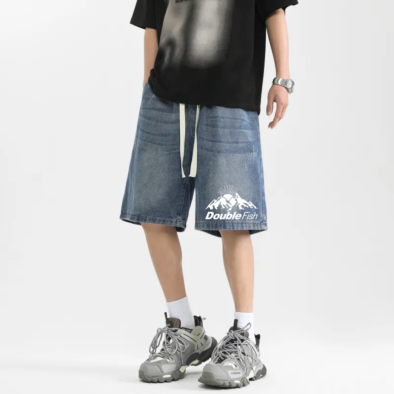 DOUBLEFISH Denim Shorts Unisex Blue-4