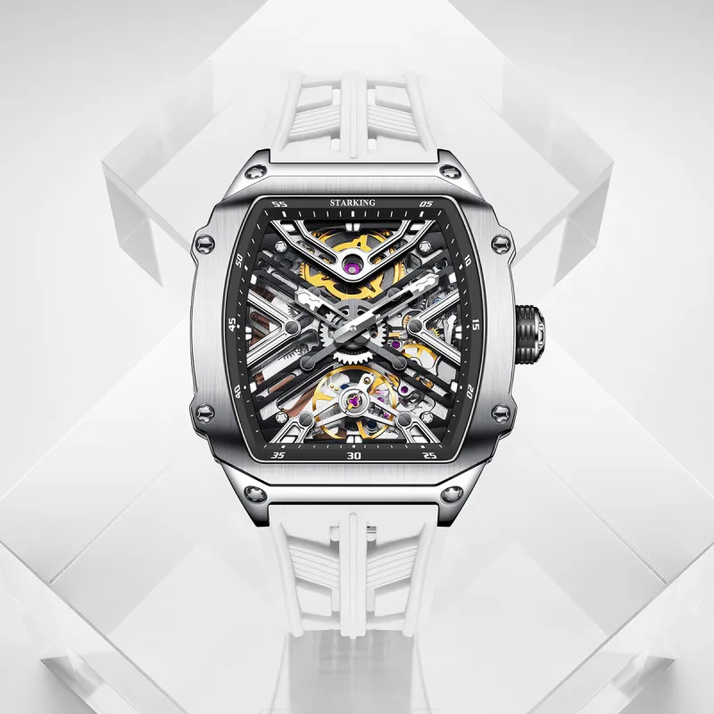 STARKING Steel Core Collection Mechanical Movement Silicone Strap Watch Men's Watches Black Dial-27