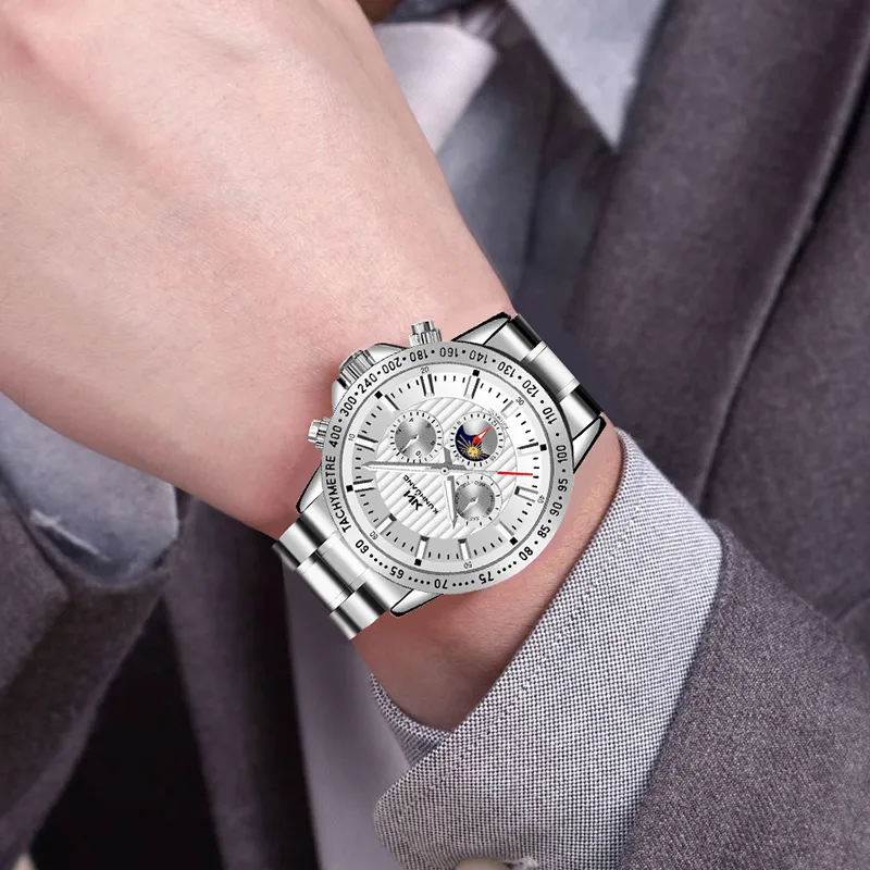 KUN HUANG Mechanical Movement Watch Men's Watches White Dial-8