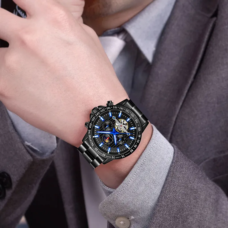KUN HUANG Mechanical Movement Watch Men's Watches Black Dial-3