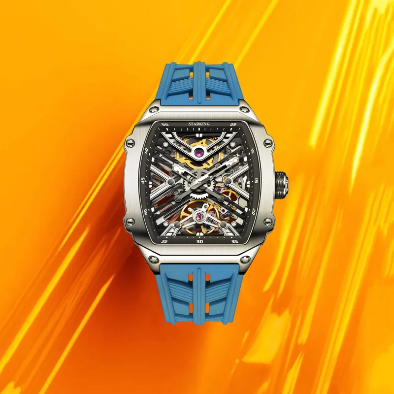 STARKING Steel Core Collection Mechanical Movement Silicone Strap Watch Men's Watches Black Dial-30