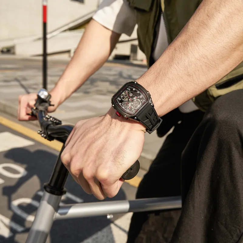 STARKING Eagle Soaring Collection Automatic Mechanical Movement Silicone Strap Watch Men's Watches Black Dial-7