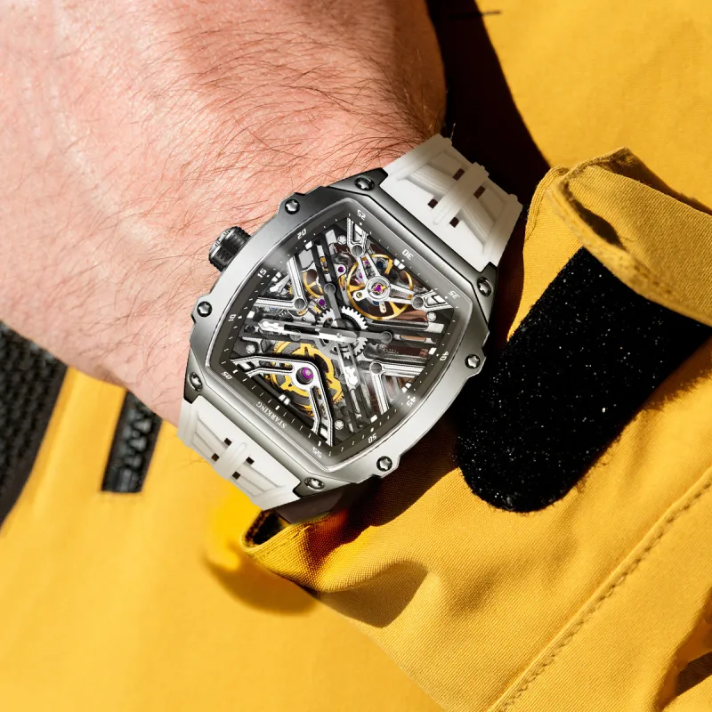 STARKING Steel Core Collection Mechanical Movement Silicone Strap Watch Men's Watches Black Dial-25