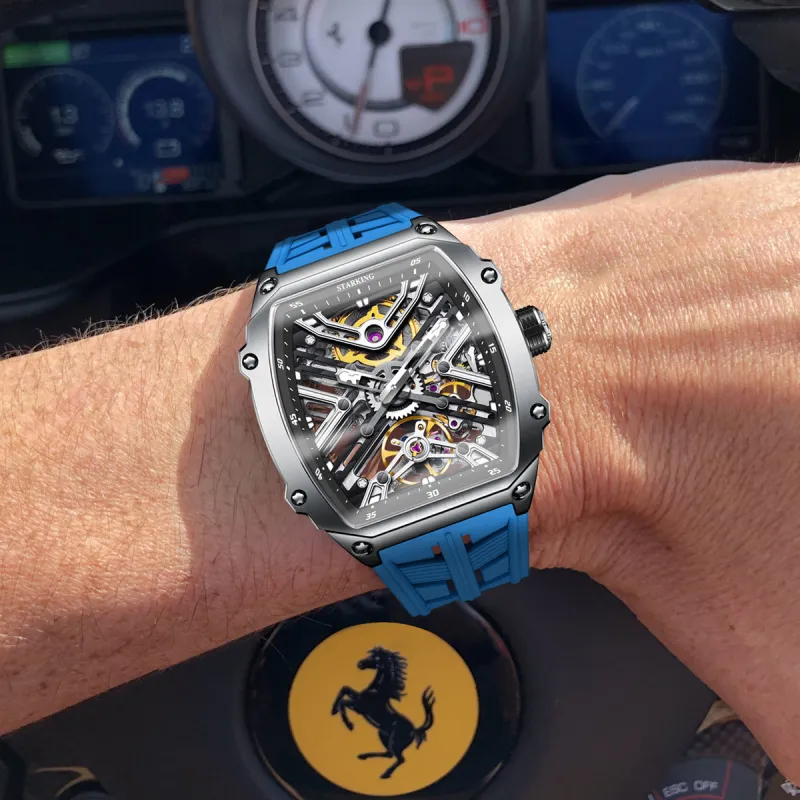STARKING Steel Core Collection Mechanical Movement Silicone Strap Watch Men's Watches Black Dial-31