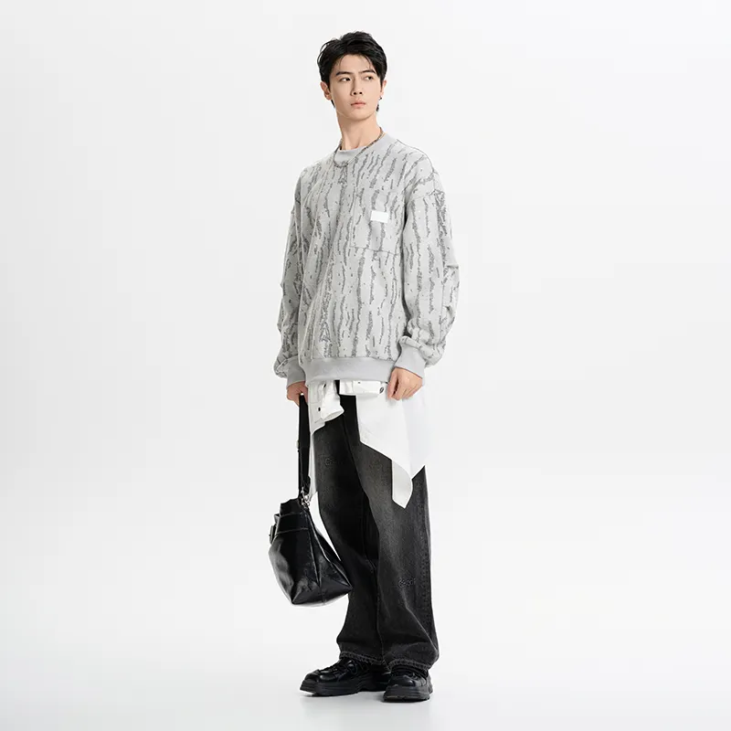 CAISEDI Sweatshirts Men Gray-3