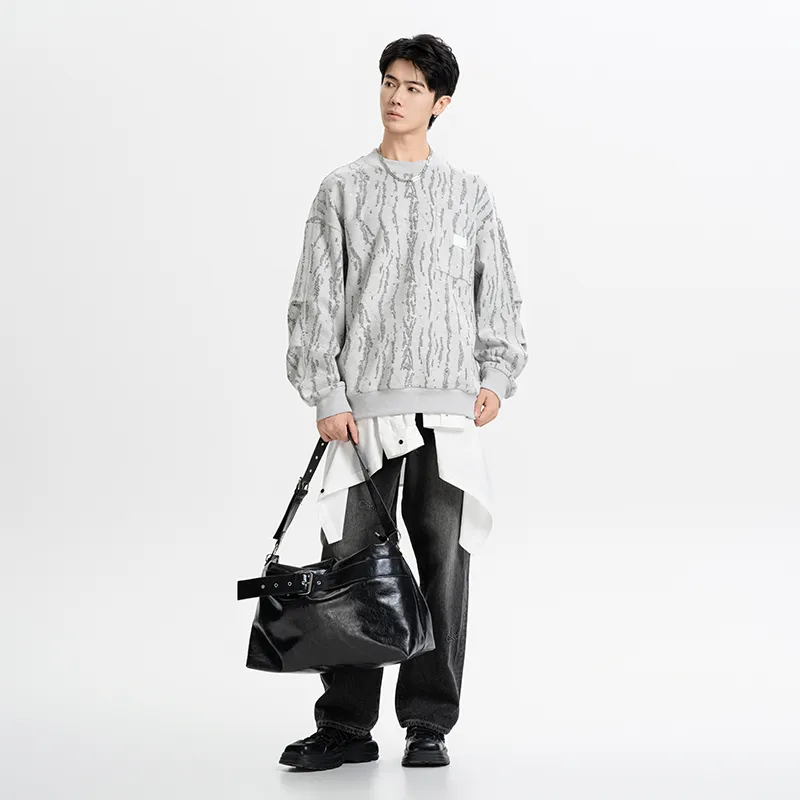 CAISEDI Sweatshirts Men Gray-4