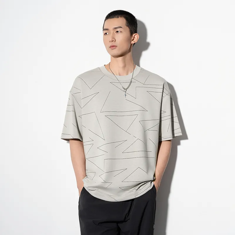 CAISEDI T Shirt Men's Light Gray-5