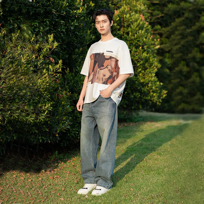 CAISEDI T Shirts Men White-3