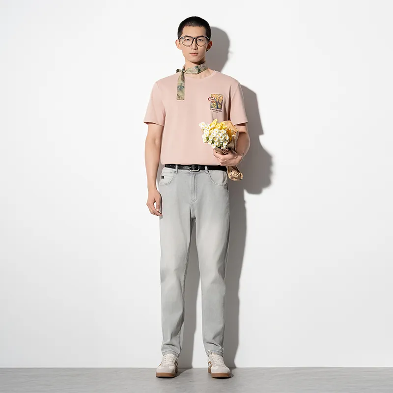 CAISEDI T Shirts Men Pink-2