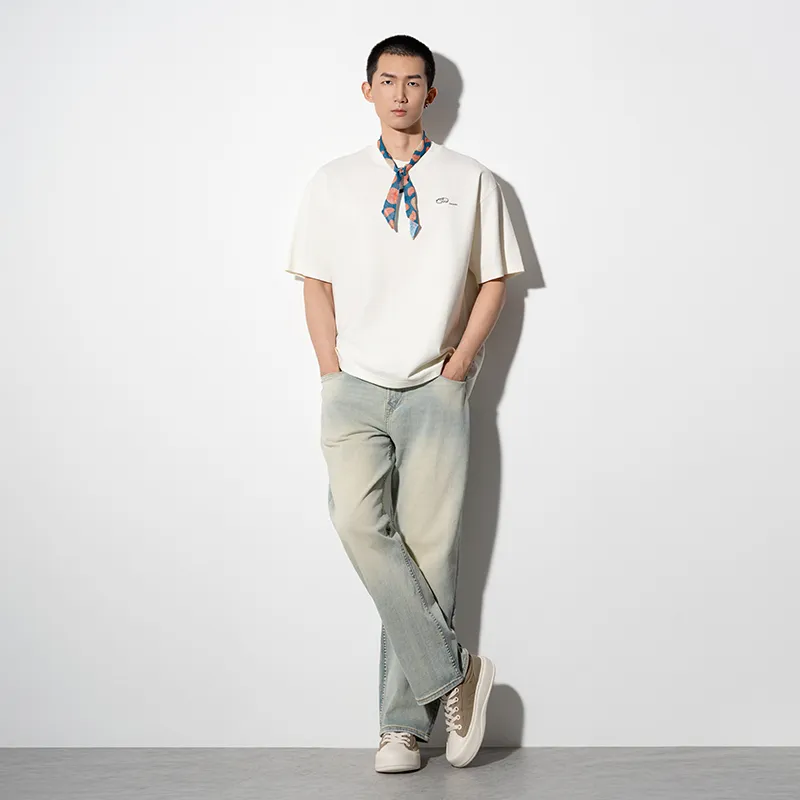 CAISEDI T Shirts Men Apricot-3