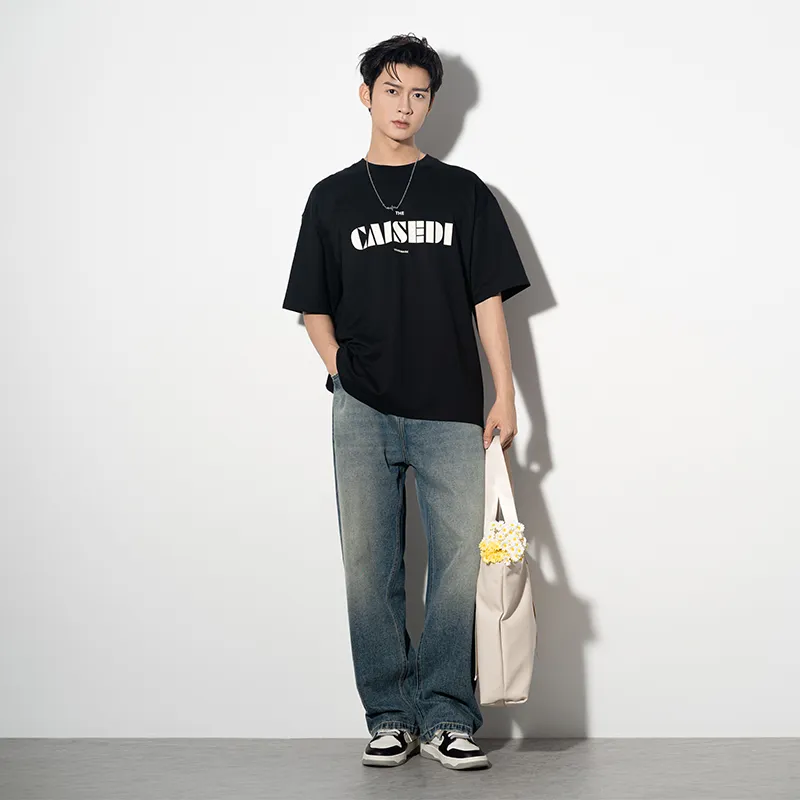 CAISEDI T Shirts Men Black-2