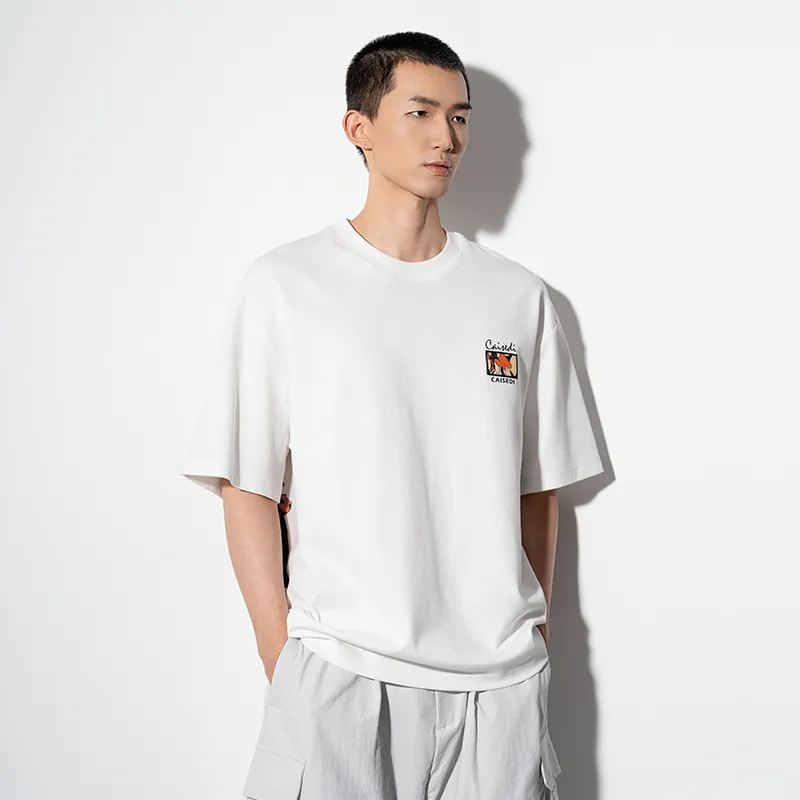 CAISEDI T Shirts Men White-5