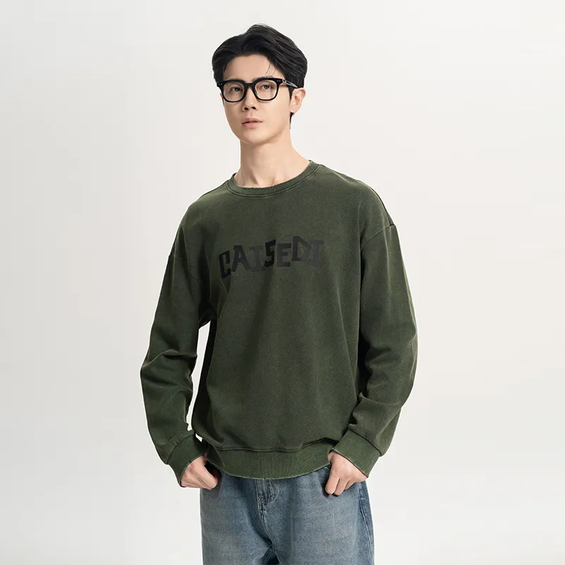 CAISEDI Sweatshirts Men Green-4