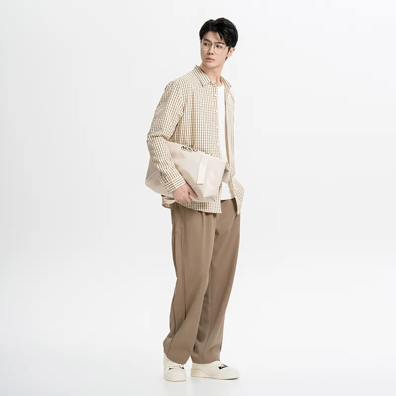 CAISEDI Casual Pants Men's Coffee-4